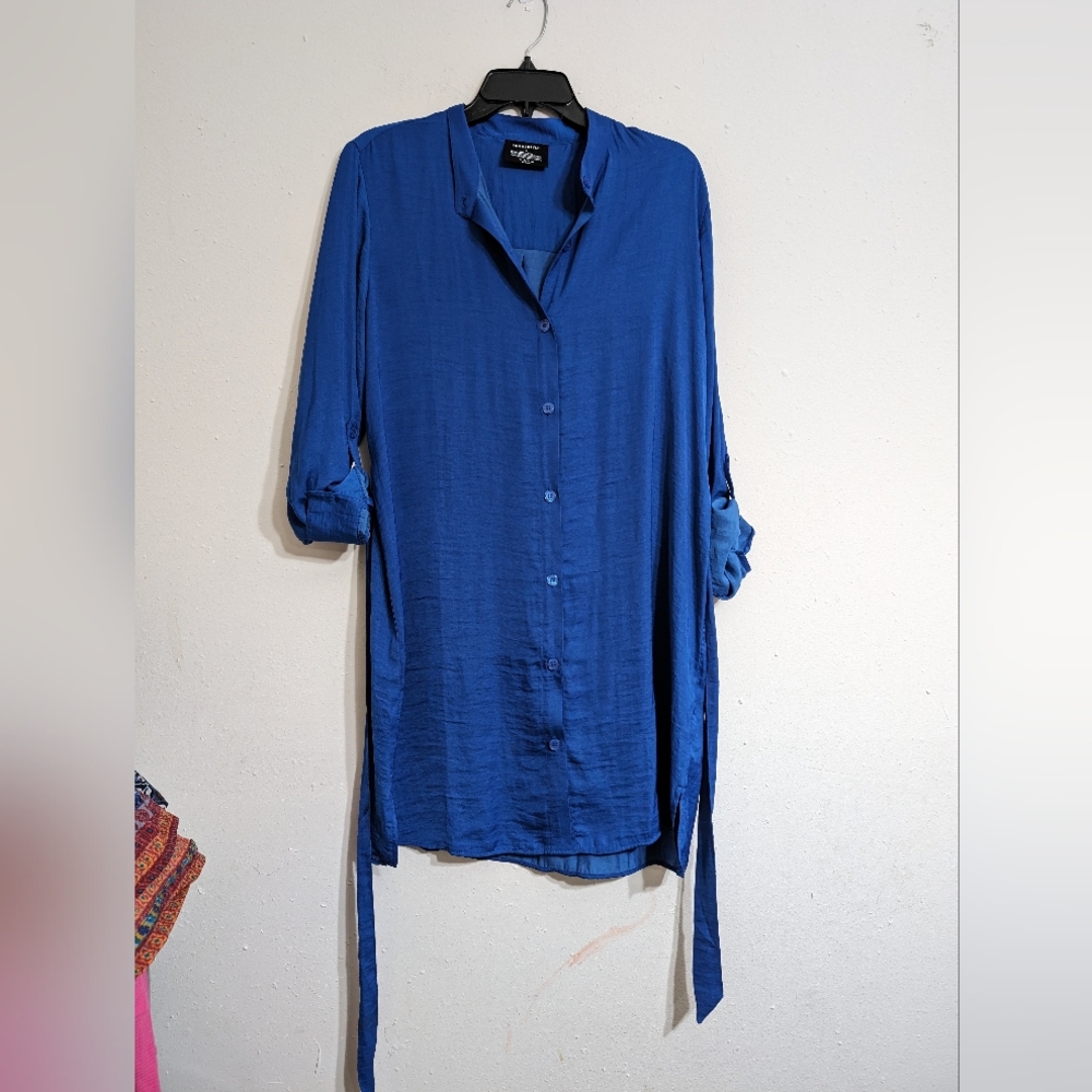 Summersalt cobalt blue button down dress